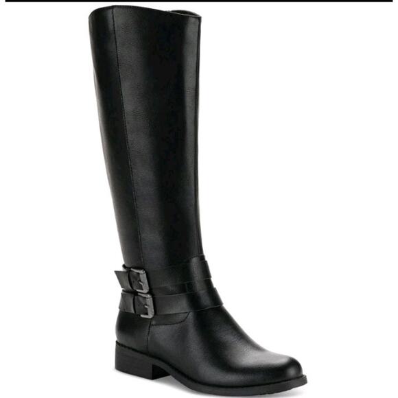 Style & Co Women's Black Maliaa Size 7.5M Buckled Round Toe Riding Boots NIB - Picture 1 of 7